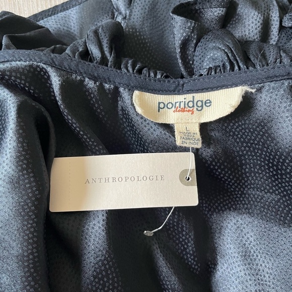 Anthropologie Navy Lace Ruffle Blouse - Picture 7 of 9